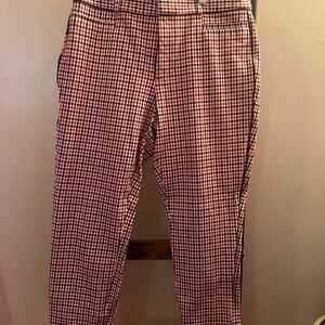 Banana Republic Women's Red and Black Plaid Pants